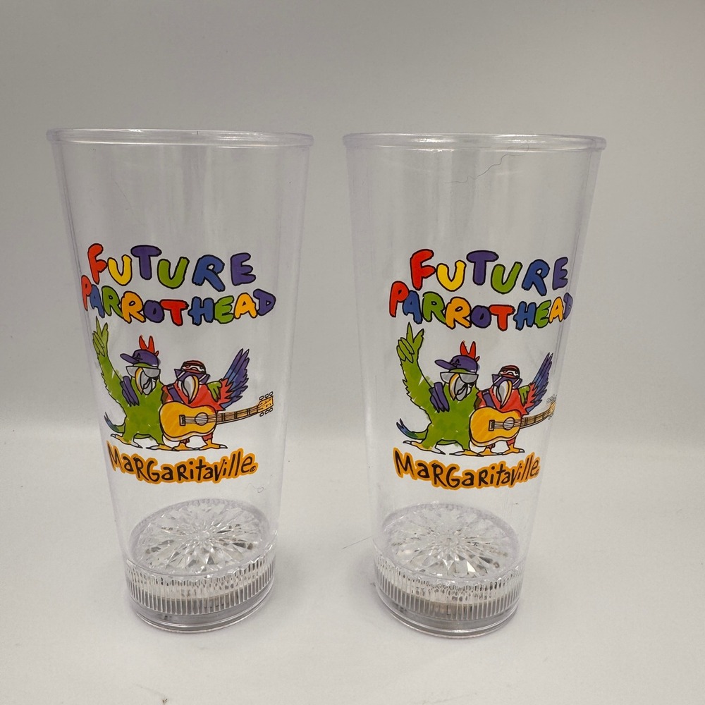 Margaritaville Future Parrothead Light Up Acrylic Tumbler Set of 2 Clear Plastic